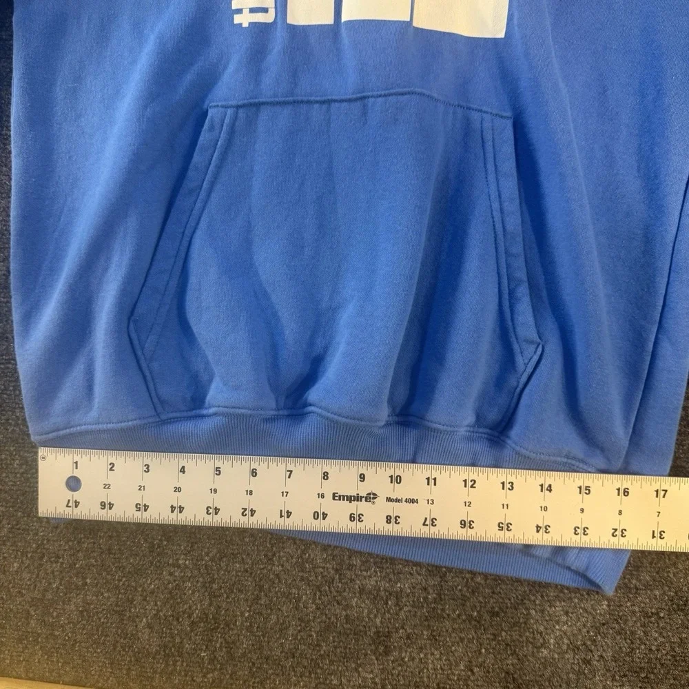 The North Face Hoodie Mens Small Blue Big Logo Pullover Sweatshirt‎ Fleece